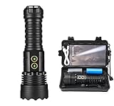 VRMAO BROS Led Taschenlampe Extrem Hell 20000 Lumen Taktische Taschenlampen Batteriebetrieben USB Aufladbar Teleskopzoom IPX5 Wasserdicht 6 Lichtmodi mit 5000mah Großer Kapazität(Schwarz)