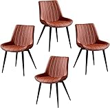 REMYS Küchen- und Esszimmermöbel, Stühle, Esszimmerstühle, 4er-Set, Kunstleder, schmiedeeiserne Hockerbeine, Esszimmerstühle, Wohnzimmer, Schlafzimmer, Balkonstuhl