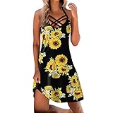 Damen Spitzenkleid Brautjungfer Elegant Cocktailkleid Vintage Täglich Sommer Casual Ärmellos Schnür Pullover Kleid Vintage Print V-Ausschnitt Sommerkleid Lose Strand Minikleid Elegantes Kleid