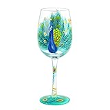 NymphFable Bunte Weingläser Pfau Personalisiertes Handgemalt Weinglas Geschenk für Frauen mit Geschenkbox, 15oz