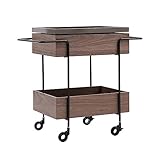 XPLKQXE Mobile Speisewagen Drehbaren Tischplatten, 2 Etagen Multifunktional Bedienung Wagen Ablagetisch, Küche Wohnbereich Aufbewahrung Organisation, Rädern