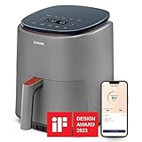 COSORI Lite Heißluftfritteuse 3.8L, Amazon Exclusive, 7 Customize Funktionen, 75 bis 230℃, 1500W, 1-3 Portionen, APP & Sprachsteuerung und Online Rezepte, Spülmaschinenfest, Grau