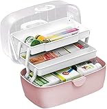 KOFOT Pink Hausapotheke Schrank, Medizinbox,Erste-Hilfe-Box, Tragbare Aufbewahrung für Medizinkisten, Organizer-Box, 3 Ebene Medizinkoffer, Aufbewahrungskoffer