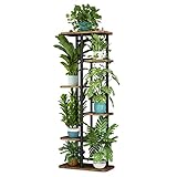 FLKENNEL 6 Tier Blumentopf Ständer Kräuter-Halte, Blumenständer Blumenbank Metall Balkon Blumenbank, Pflanzenständer Aus Metall, Pot Rack-Anzeigen-Regal for Innen- Und Außendekoration (schwarz)