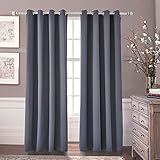 GHIBFBT Verdunklungsvorhänge, Elegant Weich Glatt Blackout Vorhänge, 107cm x 160cm Vorhänge mit Ösen für Wohn Schlafzimmer (Grau)
