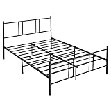 GIANTEX Metallbett Bettgestell mit Lattenrost, Doppelbett Metall Bettrahmen mit Kopfteil & Fußteil, Gästebett bis 300 kg belastbar, Stauraum unter dem Bett, Jugendbett Modern Schwarz (209x164x101 cm)