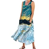 Damen Sommerkleid Floral Spaghetti Trägerkleid Beach Dress Lässiges Langes Kleid Aus Leinen Für Damen, Retro, Lockeres Trägerkleid, Ärmelloses Sommerkleid Mit Rundhalsausschnitt Kleid Rot Sommer