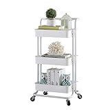 Wagenregal mit Rädern, 3 Etagen mit Rädern, mehrschichtiges Lagerregal, bewegliches Lagerregal, Wohnzimmerwagen, Wagenständer, Halter, Regaleinheit