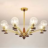 AUI Gold Holz Sputnik Kronleuchter Romantische hängende G9 Deckenleuchte Compatible with Esszimmer, Wohnzimmer, Flur, Schlafzimmer,für Kücheninsel