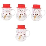 UPKOCH 4 Stück Schneemann-Becher Kinderbecher Wasserbecher Für Kinder Tee- Und Milchbecher Wasserbecher Maneki-Neko-Becher Roter Cartoon-Dekobecher