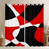 HYFBH 2 Paneele Verdunkelungsvorhänge, rote, graue und Schwarze Vorhänge für Wohnzimmer, geometrischer rechteckiger quadratischer Stoffvorhang für Schlafzimmer WxH/2x130x280cm Vorhang Blickdicht