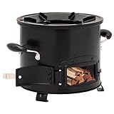 Home & Garden mit Camping-Holzofen, schwarz, 36 x 26 x 22,5 cm, Metall