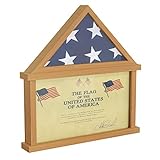 HBCY Creations Flaggenvitrine mit Zertifikathalter für 1,5 x 2,9 m amerikanische Veteranen-Beerdigungsflagge, Massivholz mit Glasfront mit Wandhalterung oder Standdisplay, verwittertes Holz