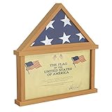 HBCY Creations Flaggenvitrine mit Zertifikathalter für 1,5 x 2,9 m amerikanische Veteranen-Beerdigungsflagge, Massivholz mit Glasfront mit Wandhalterung oder Standdisplay, verwittertes Holz