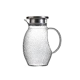 Wasserkrug Kühlschrank Hoher Borosilikatglaskrug mit zwei Arten von Verkaufsarten Haushaltshammer-Muster-Wasser-Jug-hitzebeständige Teekanne (40,5 oz) Wasserkaraffe