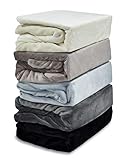 Kuscheli® - warme Spannbettlaken aus Cashmere-Touch Stoff - Verschiedene Größen und Farben - Bettlaken Jersey Fleece Biber Spannbetttuch Laken, Farbe:Creme, Größe:90-100 x 200 cm