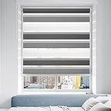 Doppelrollo Klemmfix ohne Bohren/mit Bohren, Duo Rollos für Fenster & Tür Weiß-Grau-Anthrazit 40x150 (BxH) Lichtdurchlässig & Verdunkelnd Klemmrollo Fensterrollo Sonnenschutz Duo Rollo