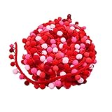 COHEALI Borte Mit Bommeln Schwarz Borte Mit Bommeln Curtain Trim 5 Verlauf 5 Yard DIY Fransen Band Quaste Spitzenbesatz Fransenbesatz Pom Pom Band (Rot) Bommelband Basteln Bommelborte Rosa