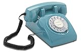 Retro Telefon Wählscheibe/Festnetztelefon Retro/Telefon mit Schnur/Telefon mit Wählscheibe/Telefon Retro/Telefon Kabelgebunden - Das Traumtelefon Opis 60s Cable in Azur