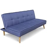 Homestyle4u 1896, Schlafsofa Sofa mit Bettfunktion Klappbar, Schlafcouch Blau Stoff