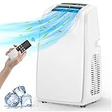 Mobile Klimaanlage mit Abluftschlauch 4-In-1, Klimagerät mit Kühlen&Entfeuchten&Ventilieren&Heizung, 12000Btu Leiser Air Conditioner, Wohnung Klimaanlage für Räume bis 30㎡, 24H-Timer, Weiß