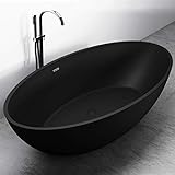 Freistehende Badewanne aus Mineralguss RELAX schwarz matt - 176x103cm