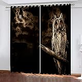 REPWEY 3D Graue Tiereule Muster Schallschutz Vorhang 2Er Set Ösen Für Schlafzimmer Kinderzimmer, Gardinen Wohnzimmer Modern, Thermo Vorhänge Blickdicht Fensterdekoration 220X214cm (BxH)