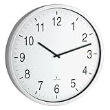 TFA Dostmann Analoge Wanduhr XXL, Funkuhr, groß, mit Aluminium-Rahmen, gebürstet, Glas, 50cm Durchmesser, weiß, 60.3500