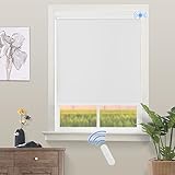 Grandekor Rollo Elektrisch Weiß 120x200cm, Elektrisches Verdunklungsrollo Klemmfix ohne/mit Bohren, Smarte Rollos mit Fernbedingung, Sonnenschutz für Schlaf-, Wohnzimmer und Büro