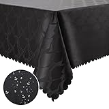 Homaxy PU Tischdecke Abwaschbar Lotuseffekt Hochwertig (350g/m²) Eckig 100 x 140 cm Tischtuch Ornamente Tafeldecke Wasserabweisend Tischwäsche Fleckschutz pflegeleicht, Schwarz