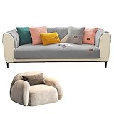 Geruwam Couchbezug Aus Lammsamt, Sofabezug, Möbelschutz, Rutschfester, Verdickter, Weicher Kissenbezug, Maschinenwaschbarer Schonbezug, Lammstoff, Sofabezug Für Sofa, Sessel, Bett