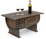 DanDiBo Couchtisch als halbiertes Weinfass Tisch aus Holz Beistelltisch 80 cm 5084 Weinregal Wein Fass Bar