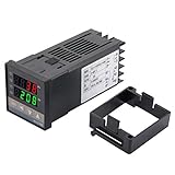 EVTSCAN Neuester Smart PID-Temperaturregler, digitaler REX-C100-Temperaturregler + 40A-Halbleiterrelais + K-Thermoelement GD 0 bis 400 ℃ AC100-240V einstellen