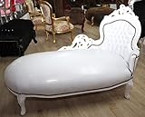 Casa Padrino Barock Chaiselongue Weiß/Weiß Lederoptik - Recamiere Liege Lounge