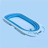 TAMNAN Babybadewanne, zusammenklappbare Babybadewanne, mit faltbarem, rutschfestem Seifenschalen-Design, zusammenklappbarer Knopf, sicher und bequem (Color : Blue, Size : A)