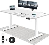 JUMMICO Höhenverstellbarer Schreibtisch 160x80 cm mit USB Steckdose und Kabelloses Ladepad, Schreibtisch Höhenverstellbar Elektrisch mit PC Kabelmanagement und Rollen, Weiß