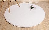 Badematte Berber Fleece Runde Badteppiche Wohnzimmer Schlafzimmer Weiches Und Bequemes Teppichkissen 80cm Im Durchmesser Weiß