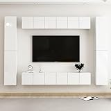 10-teiliges TV-Schrank-Set, Hochglanz-Weiß, Holz, mit Farbe: Hochglanz-Weiß