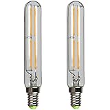 TIANFAN 2er-Pack Led Birne 4W T20 Röhrenförmige Led Glühbirne E14 Edison Small Base 2700K Warmweiß Edison Birne (Transparent)