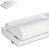 LAMB Höhenverstellbar Memory Foam Kissen Ergonomisches Nackenstützkissen 50D Dichte Abnehmbarer Bezug Geeignet Für Seitenlage-Weiß, 2 Stück