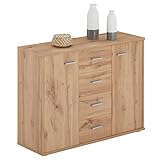 CARO-Möbel Sideboard Jamie Kommode Büromöbel mit 2 Türen und 4 Schubladen in Wotan Eiche