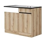 RIWAA - Spülcenter Denver Küche - Spülenschrank mit Geschirrspülumbau - 1-türig, Breite 110 cm - Wildeiche