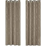 Deconovo Verdunkelungsgardinen mit Ösen Blickdichte Vorhänge gegen Kälte Schlafzimmer Gardinen mit Muster, 175x140 cm(HöhexBreite), Taupe, 2er Set
