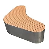 HASMI Grand Patio Gartenbank Kreative Outdoor-Bank Herz-förmige Edelstahl-Tischpark Freizeitbank ohne Rückenlehne Hölzerne Slat Sitz Große Größe Röstparkstuhl für Garten Park Balkon