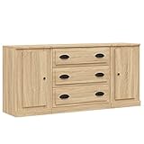 vidaXL Sideboard 3-TLG., Kommode mit Schubladen Türen, Mehrzweckschrank Schrank für Wohnzimmer, Anrichte Beistellschrank, Modern, Sonoma-Eiche Holzwerkstoff