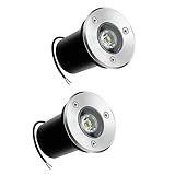 2PCS LED-Strahler - Bodenstrahler Außen, 1W LED-Bodenstrahler Für Den Außenbereich, Wasserdichte IP67-Untergrundlampe, Für Einfahrt, Deck, Stufe, Beleuchtungsdekoration ( Color : Red , Size : 1W(12V)