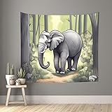 vacsAX Wandteppich mit Elefantenmotiv, 152,4 x 129,5 cm, für Schlafzimmer, Wohnzimmer, Schlafsaal
