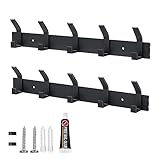 Fiteber Kleiderhaken Wand, Stück Garderobenhaken mit 5 Haken,Kleiderhaken Metall,Hakenleiste Garderobe für Schlafzimmer Bad Küche Garderobe Garderobenleiste Wandgarderobe (Mattes Schwarz)