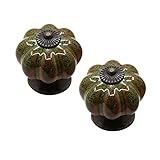 moaupr 2 Stück SchubladeKnauf Kürbis-Typ Türknöpfe für Kinder Niedlicher Einloch-Keramikgriff Porzellan Schrankknöpfe Mehrfarbig Möbelgriffe für Schränke,Innentüren,Küche,Wohnzimmer