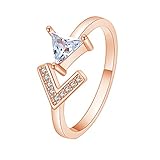 MianYaLi Neuer Mikro-Intarsien-Ring Offene kreative Zirkon-Persönlichkeits-Dreieck-Pfeil-Ringe Schmale Ringe Rose